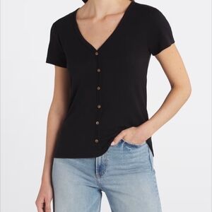 Market & Spruce Black Short Sleeve Button Down Shirt